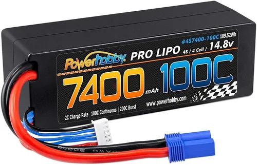 Vista 2 de PowerHobby 4S 14.8V 7400mAh 100C-200C Lipo Batería EC5 Plug 4-Cell Estuche rígido