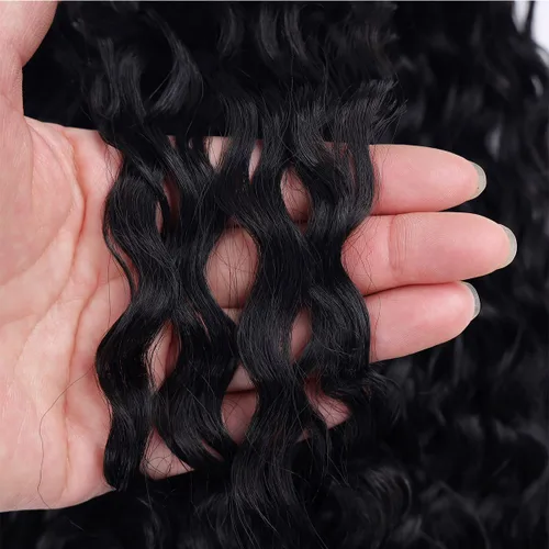 Vista 5 de Cola de caballo larga y rizada con cordón de 30 pulgadas, extensiones de cola de caballo sintéticas con clip, color negro para mujer, afro rizado