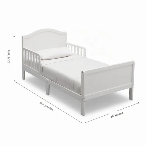Vista 3 de Delta Children Bennett Wood - Cama para niños pequeños, certificado Greenguard Gold, blanco Bianca