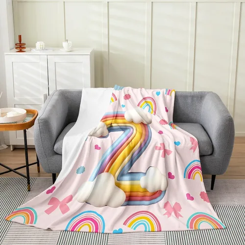Vista 20 de Erosebridal Rainbow English Alphabet Fleece Throw Blanket 40"x50" - Ultra-Soft for Couch Sofa Bed,Cartoon Letters Flannel Blanket,Love Hearts Fuzzy