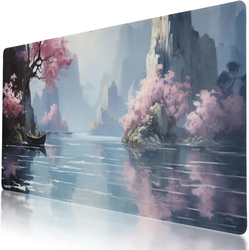 Vista 16 de Alfombrilla de mouse grande con diseño de flamenco para juegos de 35.5 x 16 pulgadas, base antideslizante, resistente al agua, ideal para jugadores