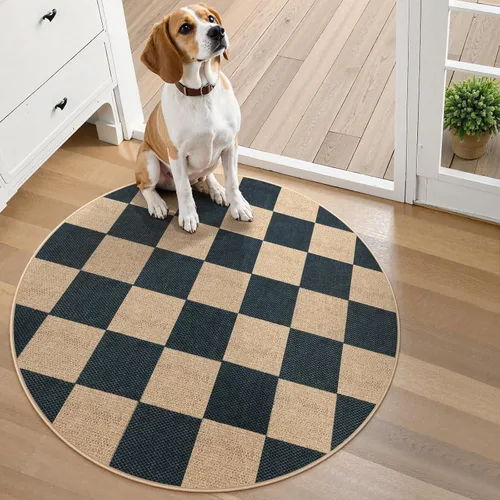 Vista 35 de Lahome Alfombra de yute a cuadros fácil 2'x3', alfombra pequeña para entrada, antideslizante, alfombra para la puerta delantera de la cocina