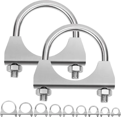 Vista 9 de Swpeet Kit de 2 piezas de abrazadera de escape de 1.5 pulgadas con perno en U, abrazaderas de perno en U de 1-1/2 pulgadas de acero inoxidable