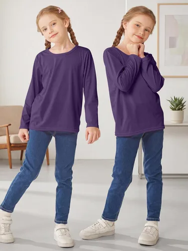 Vista 3 de Cooraby - Paquete de 5 camisetas básicas de manga larga para niñas de 2 a