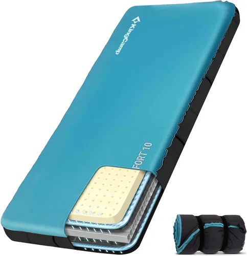 Vista 17 de KingCamp PREMIUM SINGLE - Colchoneta de dormir autoinflable, colchón de aire y espuma de valor R 7.5, almohadilla de dormir aislada de 3 pulgadas