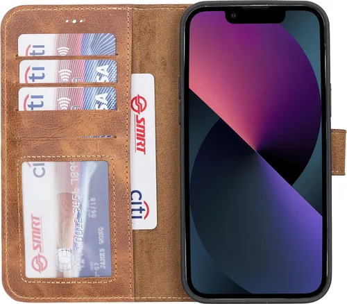 Vista 103 de HARDISTON Compatible con iPhone 7 Plus / 8 Plus Funda Cartera, Hecha a Mano de Cuero Genuino, Funda Magnética Desmontable con Tapa Abatible