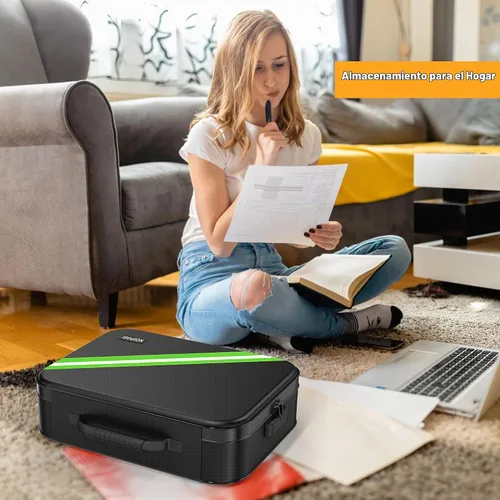 Vista 8 de Noiposi Organizador de Documentos con Aislamiento Térmico de 5200℉, Caja de Documentos Impermeable e Ignífuga con Cerradura, Caja de Almacenamiento
