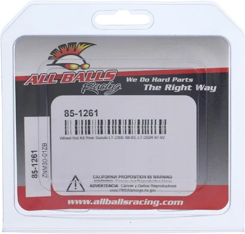 Vista 4 de All Balls 85-1261 Kit de tuerca y tuerca de rueda compatible con/reemplazo para Suzuki LT-230E 1988-1993, LT-250R 1987-1992 OEM replacement, for