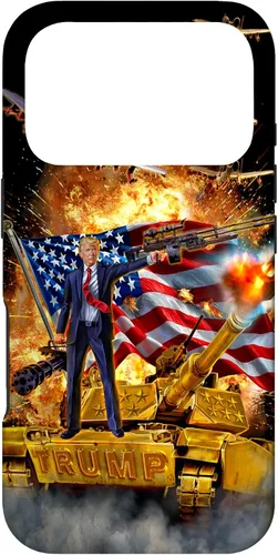 Vista 30 de iPhone 16 Presidente Donald Trump monta una funda dorada