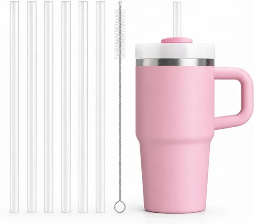 Vista 15 de Pajitas de repuesto compatibles con vaso Stanley Quencher de 20 onzas, popotes reutilizables de 8.5 pulgadas, accesorios para vasos de bebida