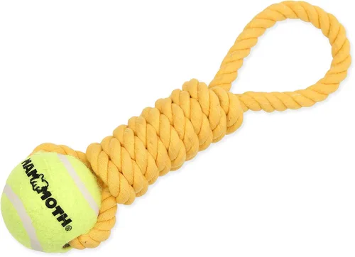 Vista 6 de Mammoth - Juguete de cuerda para masticar con pelotas de tenis, juguete interactivo de algodón y poliéster para perros, juguete interactivo