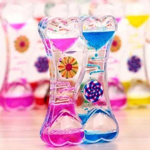 Vista 8 de MG554zy0 Doble Corazón Líquido Movimiento Burbuja de Goteo Aceite de Arena Reloj Temporizador Reloj de Juguete para Niños Regalo Doble Corazón