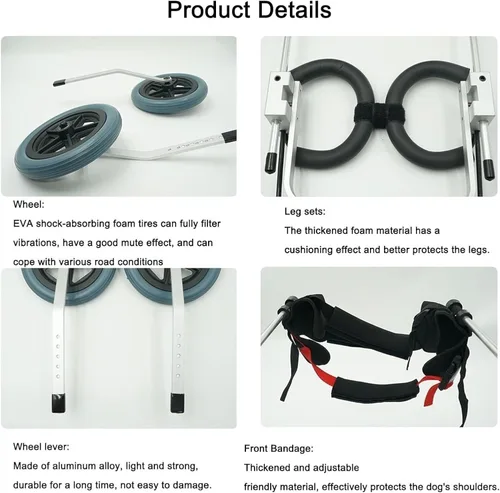 Vista 4 de Silla de ruedas para perros para patas traseras, silla de ruedas para perro, perrito/cachorro ajustable para patas traseras, carrito