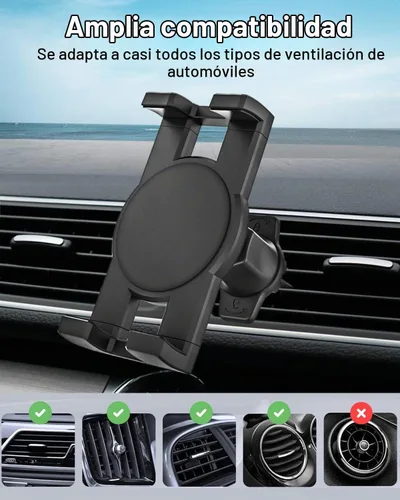 Vista 6 de Soporte para tableta de ventilación de automóvil, clip de ventilación de aire para automóvil con abrazadera de gancho de metal ajustable, compatible