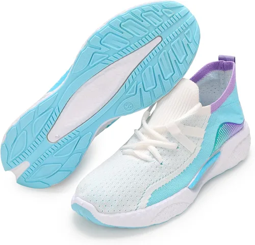Vista 6 de KUNWFNIX Womens Lace up Skateboard Shoes Non Slip Lightweight Work Gym Shoes Sneakers Mesh Workout Casual Sports