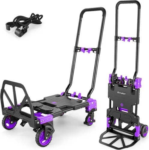 Vista 9 de Carro de mano plegable 2 en 1, carrito retráctil de 330 libras, 4 y 2
