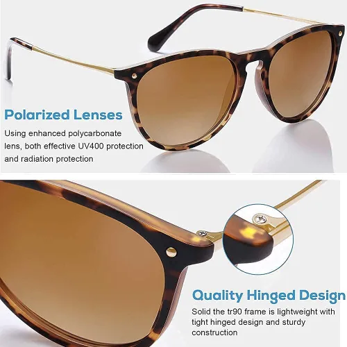 Vista 9 de Carfia Vintage Sunglasses for Women Polarized UV Protection Classic Retro