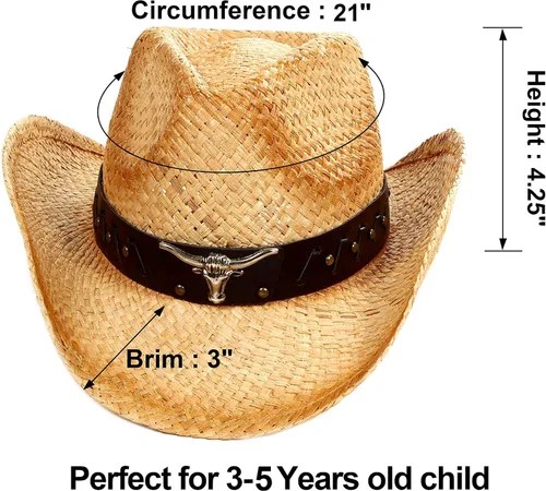 Vista 7 de Sombrero vaquero de paja con banda decorada, para disfraces de niños, de Simplicity