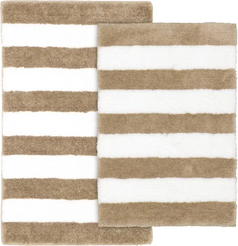Vista 13 de Garland Rug Juego de 2 alfombras de baño lavables a rayas de playa, antideslizantes, suaves y absorbentes, de secado rápido, lavables a máquina