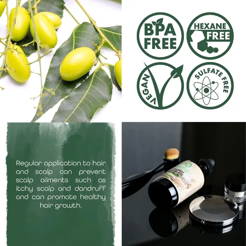Vista 3 de Aceite de neem orgánico para piel y cabello, 100% puro, prensado en frío para mezcla de aceites esenciales, aceites de neem para plantas, pastel