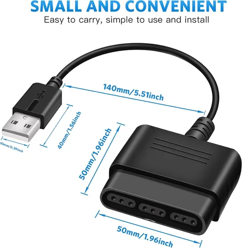 Vista 5 de Xahpower Paquete de 2 cables convertidores de controlador PS2 a USB, compatible con controlador Sony PS1PS2 Gamepad a PS3PC Controller