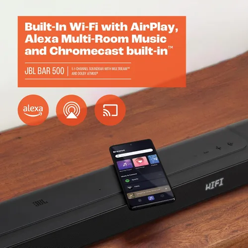Vista 7 de JBL Bar 500: Barra de sonido de 5.1 canales con MultiBeam™ y Dolby Atmos®, negro