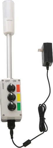 Vista 13 de 3-Stack LED Andon Tower Light: kit de advertencia industrial R/Y/G Plug-and-Play: ABB Switch, Mean Well 120V-24V Power Adapter & 16ft Extension