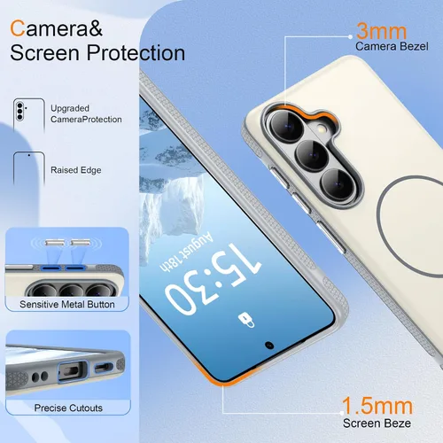 Vista 123 de Jshru Funda para Samsung Galaxy S26 Plus/Galaxy S25 Plus: para Galaxy S24 Plus [compatible con Magsafe] [2 protectores de pantalla HD] cubierta