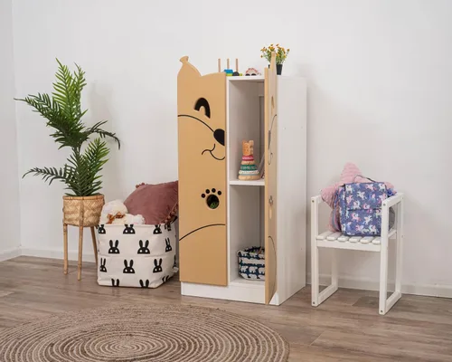 Vista 8 de Armario de vestir para niños pequeños fabricado en Europa, 9 colores de almacenamiento para niñas y niños, pintura a base de agua, armario de vestir
