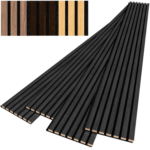 Vista 5 de 4 paneles acústicos de listones de madera para una decoración elegante y reducción de ruido