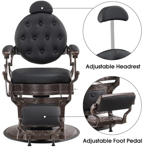 Vista 6 de BarberPub Silla de peluquero resistente, equipo de estilista 2933 (negro)