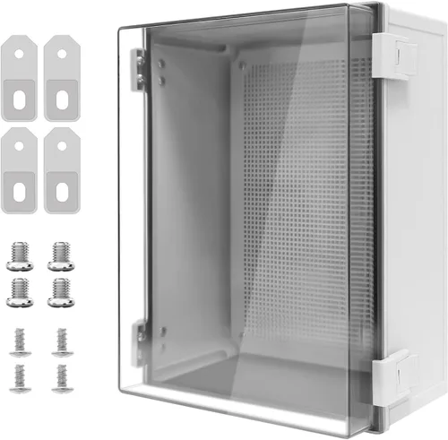 Vista 18 de Caja de derivación de plástico ABS IP65 a prueba de polvo e impermeable, recinto universal para proyectos eléctricos con carcasa bisagra gris