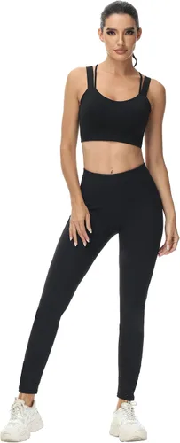 Vista 5 de Attifall Sujetador deportivo con tirantes y copa CD, espalda cruzada, para yoga, entrenamiento, correr, gimnasio, deportes