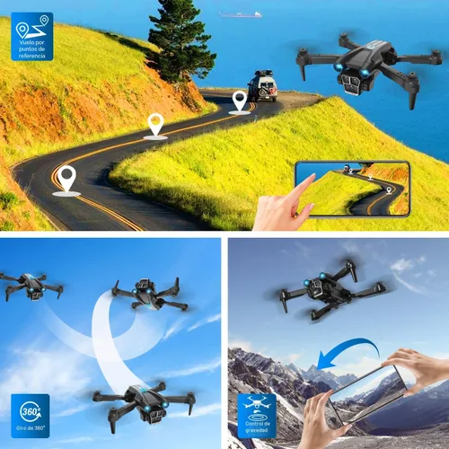 Vista 6 de Dron con cámara 1080P HD, mini dron para principiantes, niños y adultos, cuadricóptero RC con 2 baterías, estuche de transporte, vuelo estable