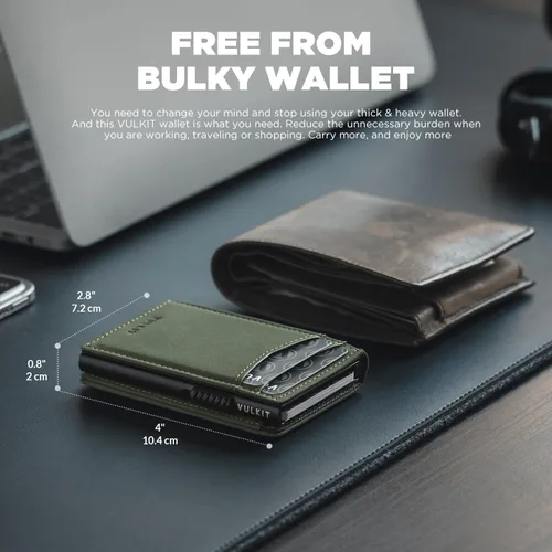 Vista 60 de VULKIT Billeteras delgadas para hombre, con bloqueo RFID, diseño minimalista con capacidad para hasta 11 tarjetas, Negro -, Minimalista