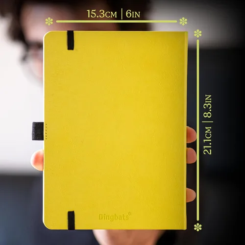 Vista 6 de Dingbats* Cuaderno de escritura con puntos de la Tierra A5 - Tapa dura de cuero vegano - Ideal para el trabajo, viajes - Incluye bolsillo, cierre