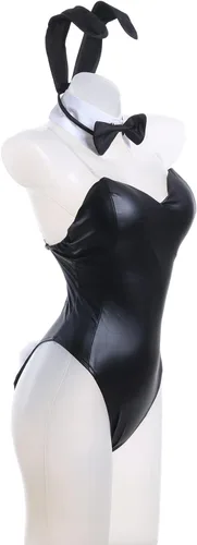 Vista 7 de Traje de conejo, disfraz de conejo, disfraz de cosplay para mujer, conjunto completo con medias