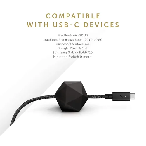 Vista 7 de Native Union Cable de escritorio tipo C, USB-C a USB-C, cable de carga antideslizante ultra fuerte de 8 pies con peso de anclaje compatible