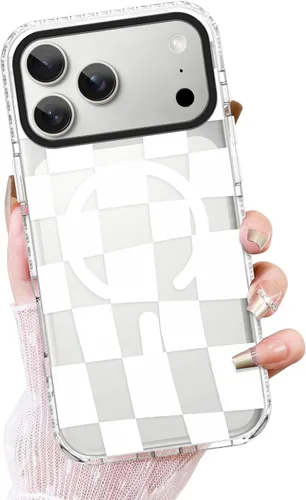 Vista 64 de OOK Funda magnética transparente para iPhone 17, lindo encaje floral negro Encaje Negro Floral