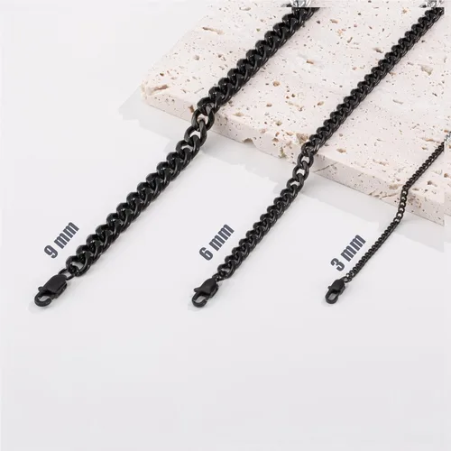 Vista 2 de XIANNVXI Cadena de eslabones cubanos para hombres y mujeres, chapado en oro real de 18 quilates, cadena de eslabones para hombre, cadena de acero
