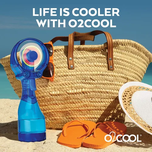 Vista 12 de O2COOL Ventilador de nebulización de mano LED Deluxe con batería Raspberry