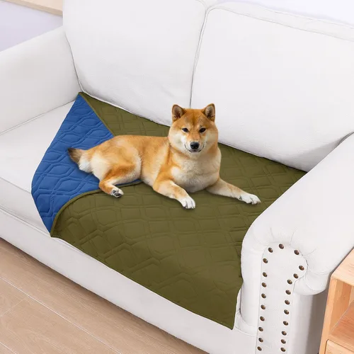 Vista 185 de Smiry Funda Impermeable para Cama de Perro Manta para Mascotas, Manta Suave y Lavable para Perros para Muebles Cama Sofá Sofá Reversible, a Cuadros