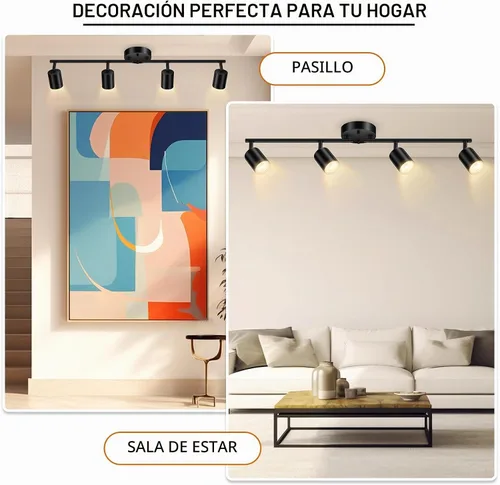 Vista 6 de Accesorios de iluminación de pista de techo negro, accesorio de iluminación de cocina, kit de luz de pista de 4 luces de 30", luces de techo LED
