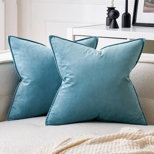 Vista 22 de MIULEE Paquete de 2 fundas de cojín decorativas de terciopelo suave, cuadradas, unicolor, para sofá, dormitorio, automóvil, 16 x 16 pulgadas