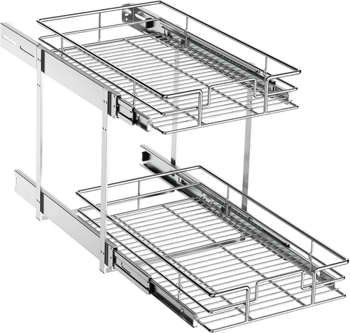 Vista 9 de ROOMTEC Organizador de gabinete extraíble (5.5 pulgadas de ancho x 21.5 pulgadas de profundidad), 2 niveles de almacenamiento extraíble para cajón
