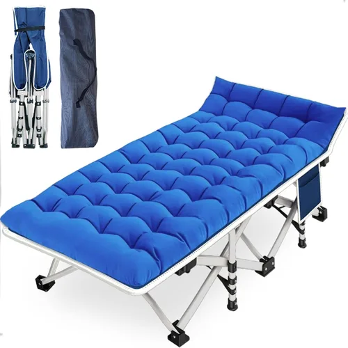 Vista 12 de Catres de campamento, paquete de 2 camas de camping con cómoda colchoneta para dormir con almohadilla, cama plegable resistente, catre de dormir