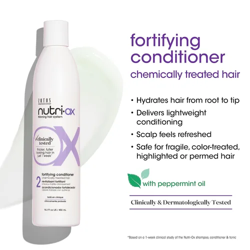 Vista 2 de NUTRI-OX Acondicionador fortificante tratado químicamente para cabello adelgazante teñido Cabello más grueso y de aspecto más completo Probado