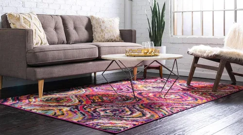 Vista 2 de Unique Loom - Colección Estrella, alfombra moderna de área con diseño colorido, abstracto, geométrico y degradado