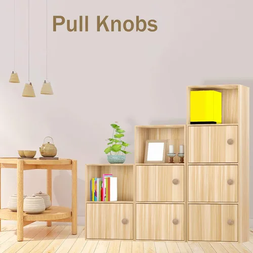 Vista 6 de RDEXP Home Accessory - Juego de 10 pomos redondos de madera de 1.969 x 0.984 in para armario, cajón, armario, puerta de armario