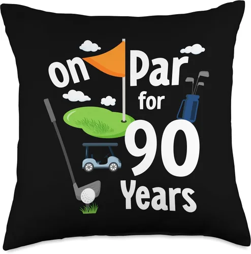 Vista 4 de On Par 90th Birthday Golf Player Theme 90 Year Old B-Day Throw Pillow, 16x16, Multicolor